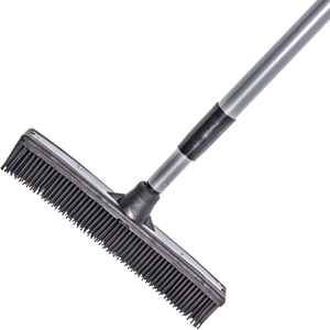 Smart Broom® 11" Upright Salon Style Broom Black/Silver w/Telescoping Handle