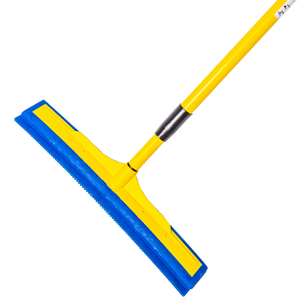 Smart Broom® 16" Multi-Purpose Squeegee Broom w/Telescoping Handle in Blue/Yellow