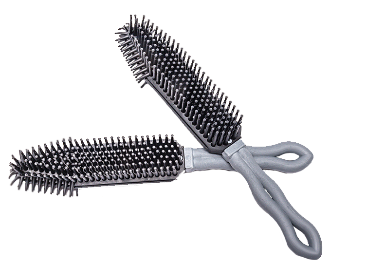 Smart Broom® Salon Style Hand Brush Black/Silver (2 Brush Set)